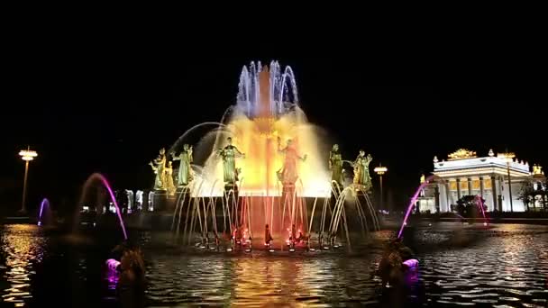 Moscú Rusia Agosto 2019 Fountain Friendship Nations 1951 Project Fountain — Vídeo de stock