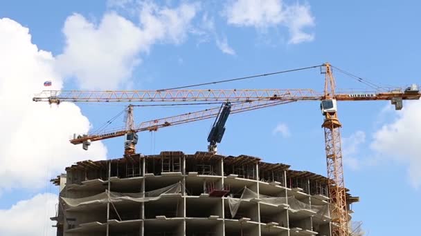 Moscow Ryssland Juli 2019 Multi Storey Byggnad Konstruktion Nytt Bostads — Stockvideo