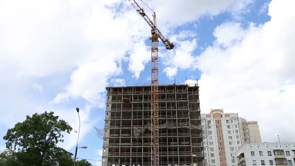 Edificio Più Piani Costruzione Nuovo Complesso Residenziale Cantiere Programma Ristrutturazione — Video Stock