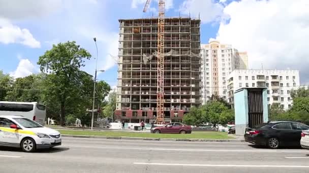 Moscow Russia July 2019 Multi Storey Building Construction New Residential — Stock Video
