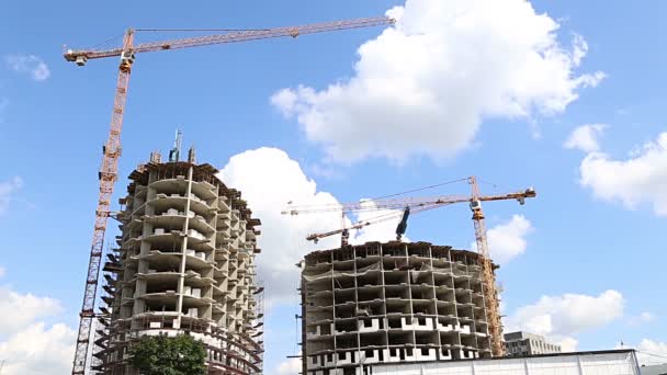 正在建造的多层大楼 新的住宅区 俄罗斯莫斯科Cheryomushki区翻新项目建筑工地 — 图库视频影像