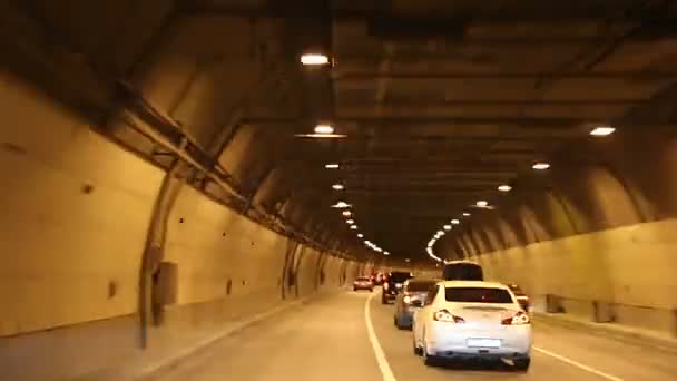 Moscow Russia August 2019 Traffic Cars Tunnel Moscow City Center — Stock Video