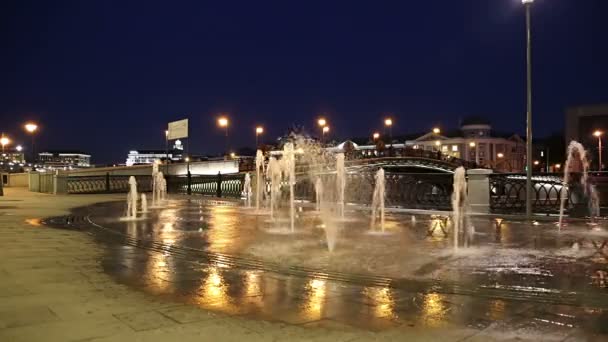 Fuentes Embankment Bolotnaya Por Noche Centro Histórico Moscú Punto Referencia — Vídeos de Stock