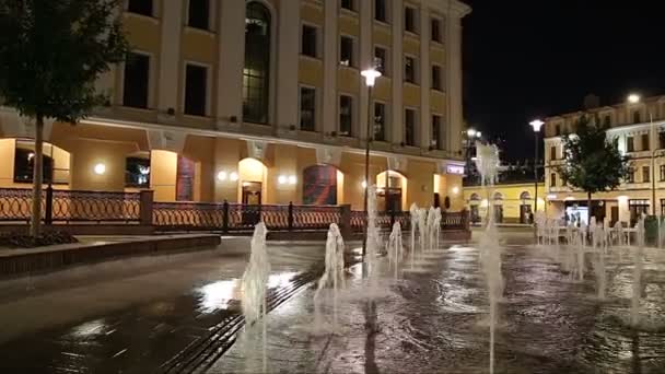 Moscou Russie Septembre 2019 Fontaines Sur Remblai Bolotnaya Nuit Centre — Video