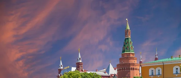 View Kremlin Beautiful Sky Cloud Sunset Background Moscow Russia Most — Stock Photo, Image