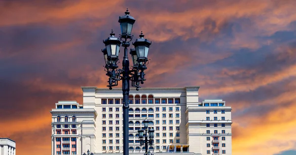 Four Seasons Hotel Hotel Moskva Homlokzata Manege Tértől Egy Gyönyörű — Stock Fotó