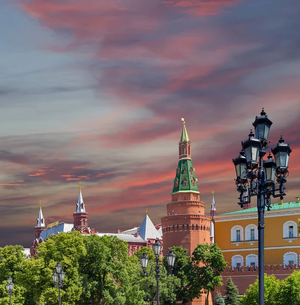 View Kremlin Beautiful Sky Cloud Sunset Background Moscow Russia Most — Stock Photo, Image