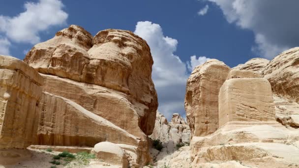 Βουνά Πέτρα Ιορδανία Μέση Ανατολή Πέτρα Είναι Μνημείο Παγκόσμιας Κληρονομιάς — Αρχείο Βίντεο