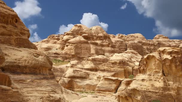 Βουνά Πέτρα Ιορδανία Μέση Ανατολή Πέτρα Είναι Μνημείο Παγκόσμιας Κληρονομιάς — Αρχείο Βίντεο