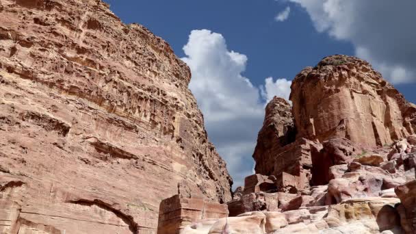 Berg Petra Jordanien Mellanöstern Petra Har Varit Ett Unescos Världsarv — Stockvideo