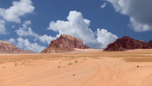 Pustynia Wadi Rum Jordania Bliski Wschód Znana Również Jako Dolina — Wideo stockowe