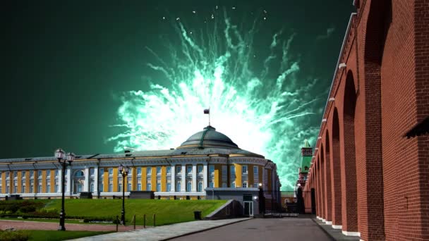 Tűzijáték Moszkvai Kreml Felett Győzelem Napján Világháború Oroszország — Stock videók