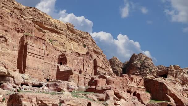 Petra Fundo Nuvens Movimento Jordânia Oriente Médio Símbolo Jordânia Bem — Vídeo de Stock