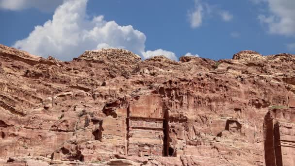 Petra Vor Dem Hintergrund Sich Bewegender Wolken Jordanien Naher Osten — Stockvideo