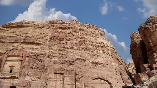 Πέτρα Φόντο Κινούμενα Σύννεφα Ιορδανία Μέση Ανατολή Αποτελεί Σύμβολο Της — Αρχείο Βίντεο