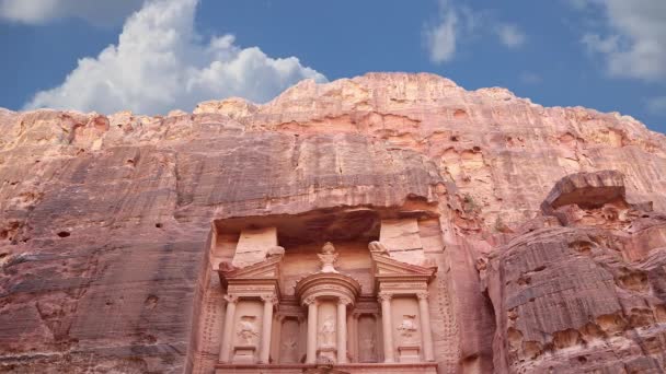 Petra Sur Fond Nuages Mouvants Jordanie Moyen Orient Est Symbole — Video