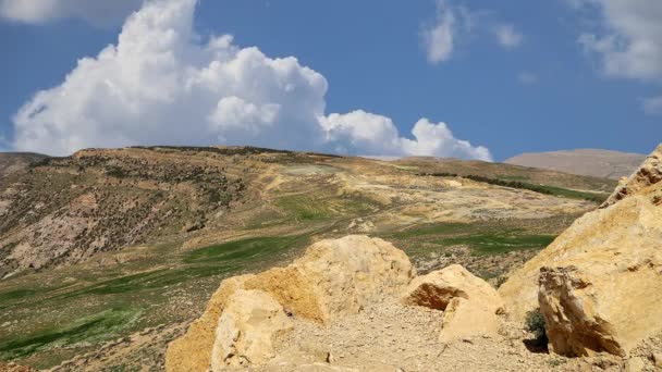 Paisaje Montañoso Del Desierto Sobre Fondo Nubes Movimiento Jordania Oriente — Vídeos de Stock