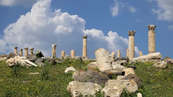 Roman Ruins Umm Qais Umm Qays Background Moving Clouds Jordan — Stock Video