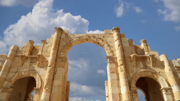 Ürdün Jerash Şehrindeki Gerasa Antiquity Roma Harabeleri Hareket Eden Bulutların — Stok video