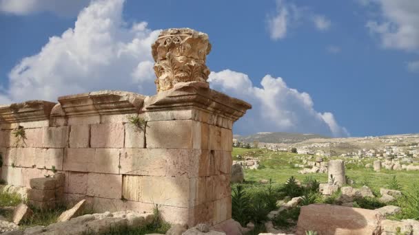 Romerska Ruiner Den Jordanska Staden Jerash Gerasa Antiquity Huvudstad Och — Stockvideo