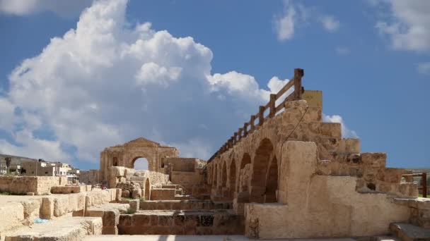 Roman Ruins Jordanian City Jerash Gerasa Antiquity Capital Largest City — Stock Video