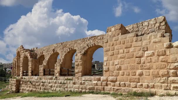 Ruines Romaines Dans Ville Jordanienne Jerash Gerasa Antiquité Capitale Grande — Video