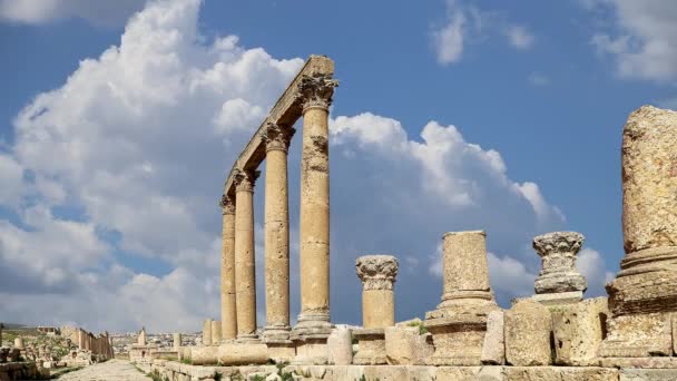 Rovine Romane Nella Città Giordana Jerash Gerasa Dell Antichità Capitale — Video Stock