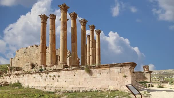 Ruines Romaines Dans Ville Jordanienne Jerash Gerasa Antiquité Capitale Grande — Video