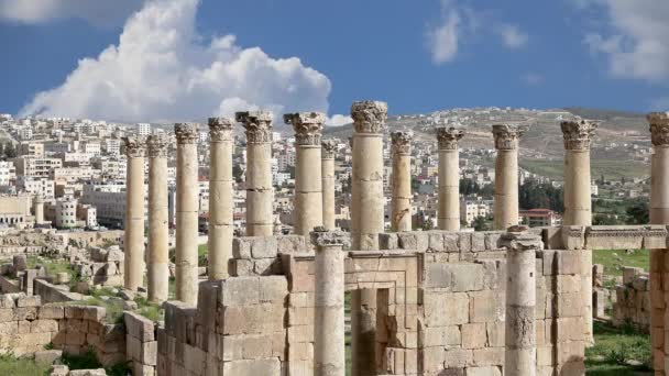 Roman Ruins Jordanian City Jerash Gerasa Antiquity Capital Largest City — Stock Video
