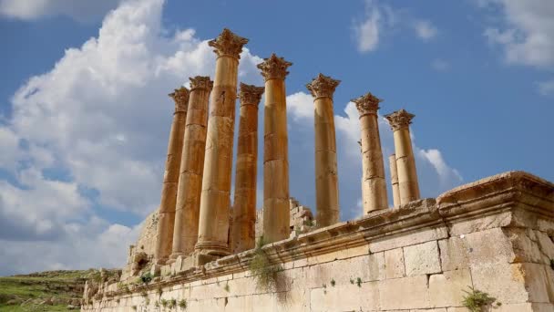 Rzymskie Ruiny Jordańskim Mieście Jerash Gerasa Starożytności Stolicy Największym Mieście — Wideo stockowe