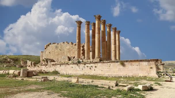 Roman Ruins Jordanian City Jerash Gerasa Antiquity Capital Largest City — Stock Video