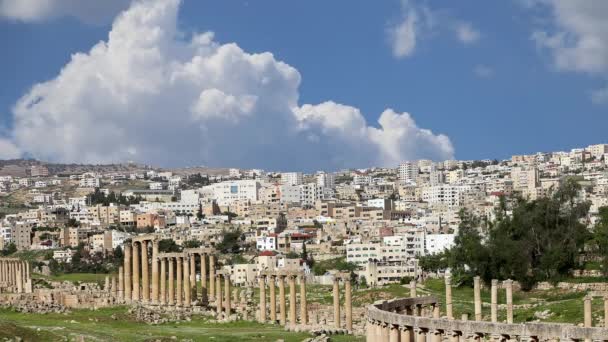 Roman Ruins Jordanian City Jerash Gerasa Antiquity Capital Largest City — Stock Video