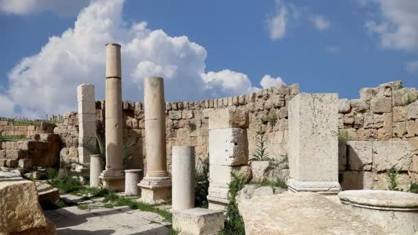 Romerska Ruiner Den Jordanska Staden Jerash Gerasa Antiquity Huvudstad Och — Stockvideo