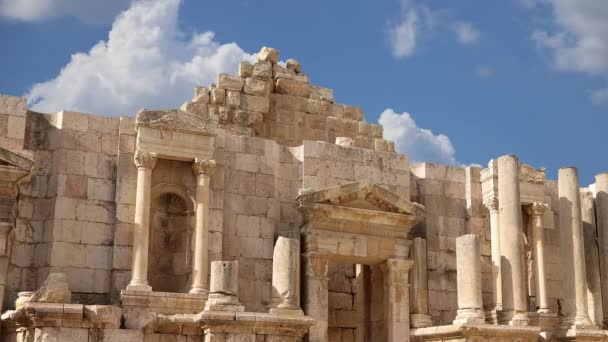 Romeinse Ruïnes Jordaanse Stad Jerash Gerasa Van Oudheid Hoofdstad Grootste — Stockvideo