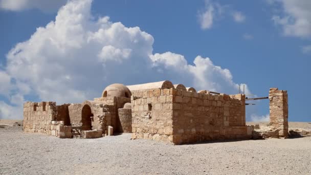 Quseir Qasr Castelo Deserto Amra Perto Amã Fundo Nuvens Movimento — Vídeo de Stock