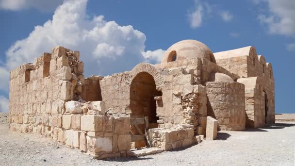 Quseir Qasr Amra Woestijnkasteel Nabij Amman Tegen Achtergrond Van Bewegende — Stockvideo