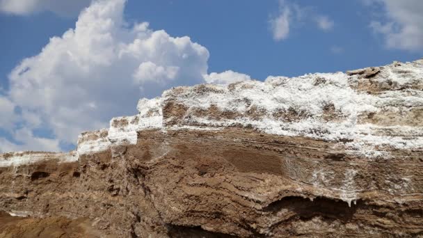 Totes Meersalz Vor Dem Hintergrund Sich Bewegender Wolken Jordanien Naher — Stockvideo