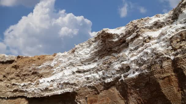 Totes Meersalz Vor Dem Hintergrund Sich Bewegender Wolken Jordanien Naher — Stockvideo