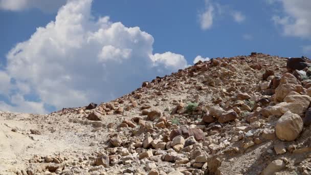 Deserto Pietra Tipico Paesaggio Arido Sullo Sfondo Nuvole Movimento Giordania — Video Stock