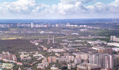 Uluslararası İş Merkezi 'ndeki (Rusya) gözlem güvertesi Federasyon Kulesi' nden Moskova 'nın hava görüntüsü. 