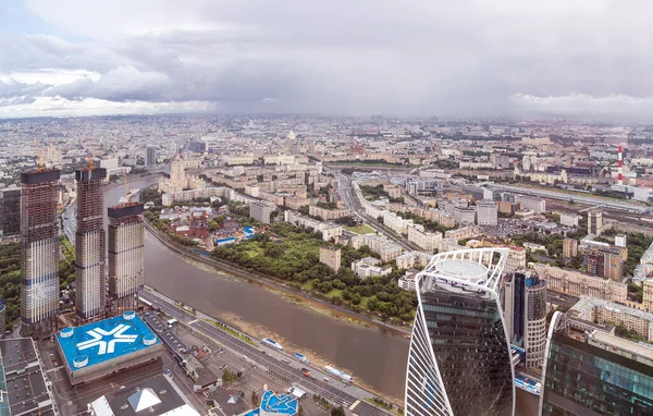 Luchtfoto Van Het Centrum Van Moskou Vanuit Observatiedek Federatie Toren — Stockfoto