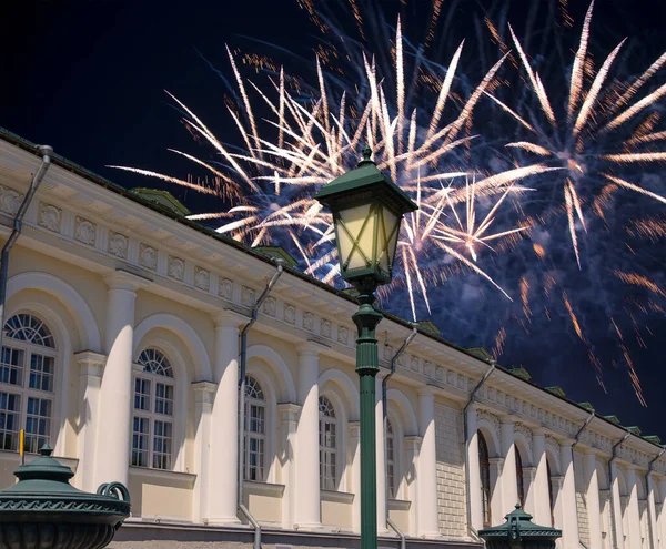 Fogos Artifício Sobre Salão Exposições Manege Praça Manege Perto Kremlin — Fotografia de Stock