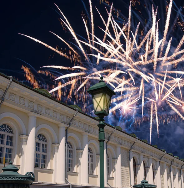 Fogos Artifício Sobre Salão Exposições Manege Praça Manege Perto Kremlin — Fotografia de Stock