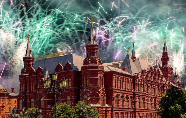 Fireworks Historical Museum Victory Day Wwii Inglés Plaza Roja Moscú — Foto de Stock