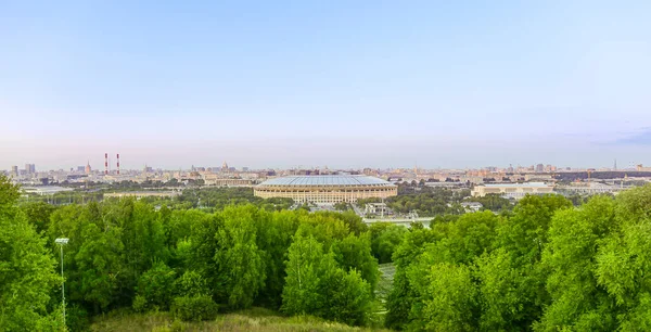 Widok Centralnej Moskwy Sparrow Hills Lub Vorobyovy Gory Platformy Obserwacyjnej — Zdjęcie stockowe