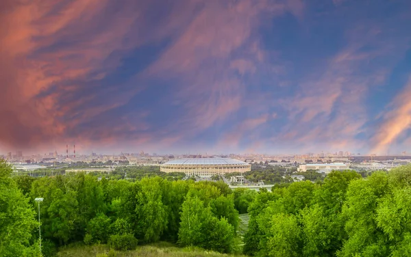 Widok Centralnej Moskwy Sparrow Hills Lub Vorobyovy Gory Platformy Obserwacyjnej — Zdjęcie stockowe