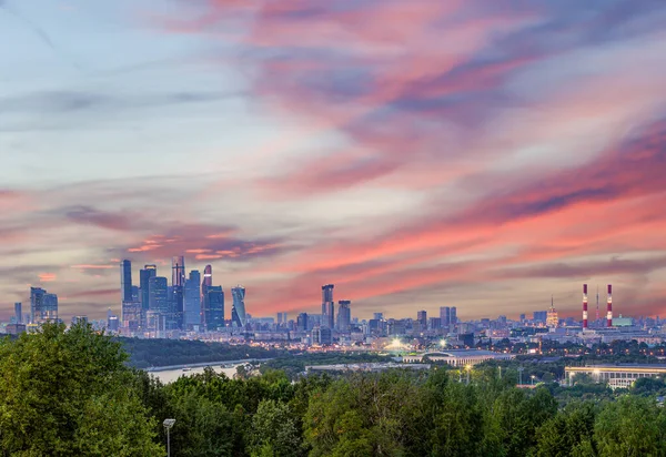 View Central Moscow Sparrow Hills Vorobyovy Gory Observation Viewing Platform — Stock Photo, Image