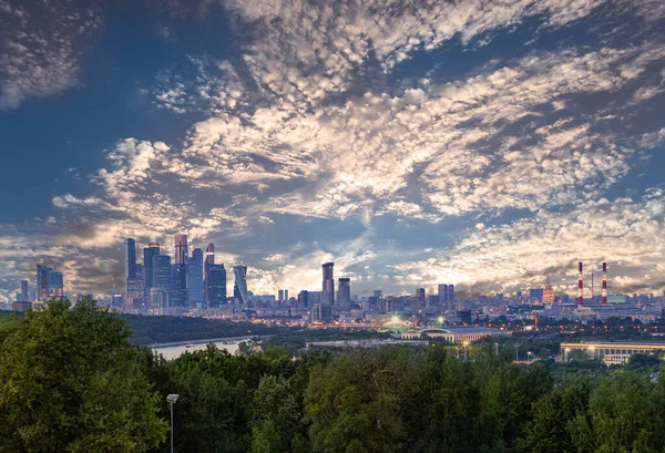 View Central Moscow Sparrow Hills Vorobyovy Gory Observation Viewing Platform — Stock Photo, Image