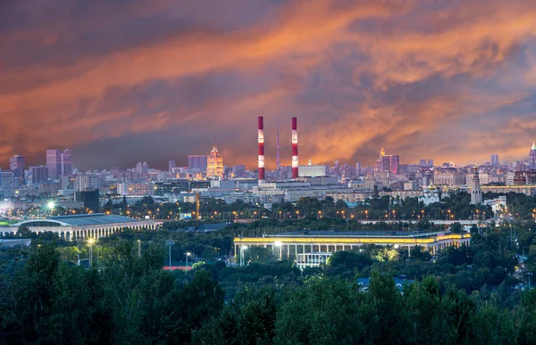 Utsikt Över Centrala Moskva Från Sparrow Hills Eller Vorobyovy Gory — Stockfoto