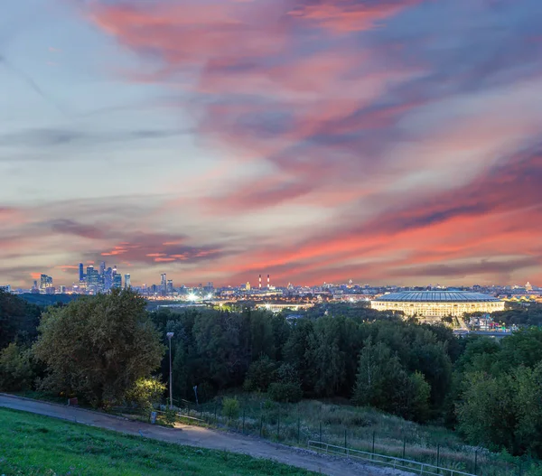 Uitzicht Het Centrum Van Moskou Vanaf Sparrow Hills Vorobyovy Gory — Stockfoto